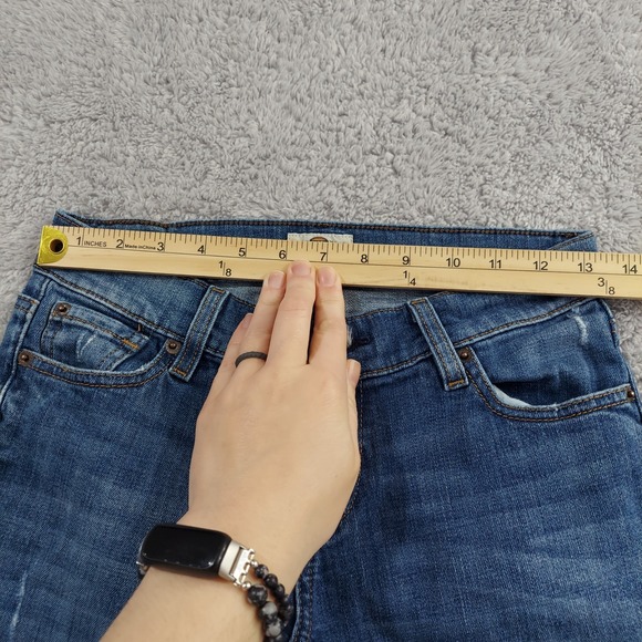 Fossil Jeans Womens Straight Size 25 Dark Wash Denim Stretch Low Rise Raw Hem - Picture 4 of 10